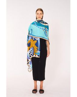 Etole 100 Roller Coaster 72% Coton 22% Soie Bleu Taille 100X190 Cm