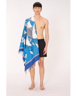 Fouta 100 Des Rives Et Des Reves 100% Coton Bleu Taille 103X180 Cm