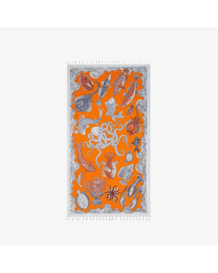 Fouta 100 Poseidon 100% Coton Orange Taille 100X190 Cm