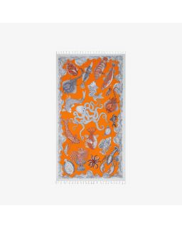 Fouta 100 Poseidon 100% Coton Orange Taille 100X190 Cm
