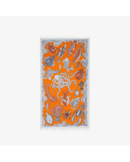Fouta 100 Poseidon 100% Coton Orange Taille 100X190 Cm