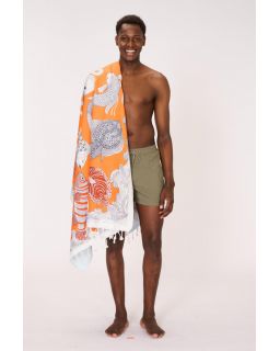 Fouta 100 Poseidon 100% Coton Orange Taille 100X190 Cm