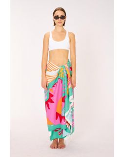 Fouta 100 Splash 100% Coton Turquoise Taille 100X190 Cm