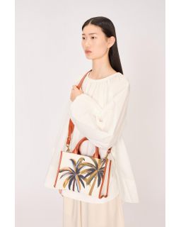 Sac Caprice Palmier Naturel Corps 100% Coton Anse 100% Cuir Finitions 100% Cuir