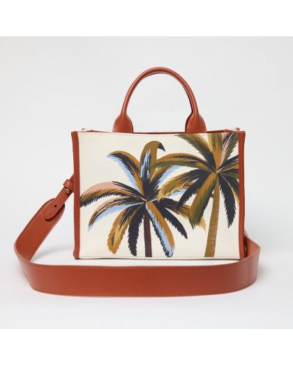 Sac Caprice Palmier Naturel Corps 100% Coton Anse 100% Cuir Finitions 100% Cuir