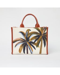 Sac Caprice Palmier Naturel Corps 100% Coton Anse 100% Cuir Finitions 100% Cuir