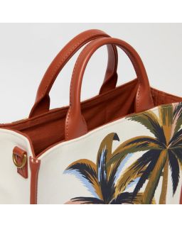 Sac Caprice Palmier Naturel Corps 100% Coton Anse 100% Cuir Finitions 100% Cuir