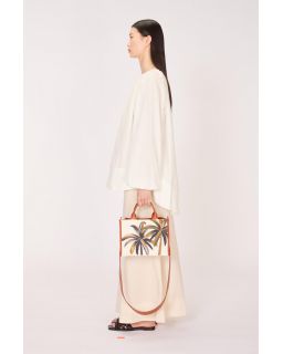 Sac Caprice Palmier Naturel Corps 100% Coton Anse 100% Cuir Finitions 100% Cuir