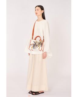 Sac Caprice Palmier Naturel Corps 100% Coton Anse 100% Cuir Finitions 100% Cuir