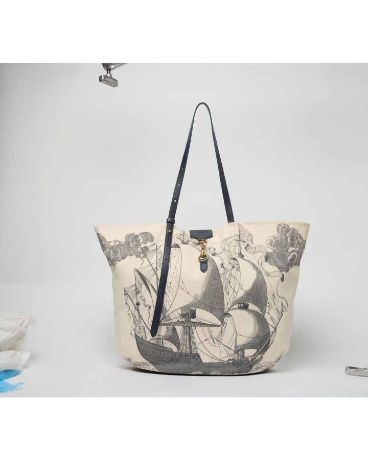 Sac Soft Shopping Des Rives Et Des Reves Nuit Corps 100% Coton Anse 100% Cuir Fi