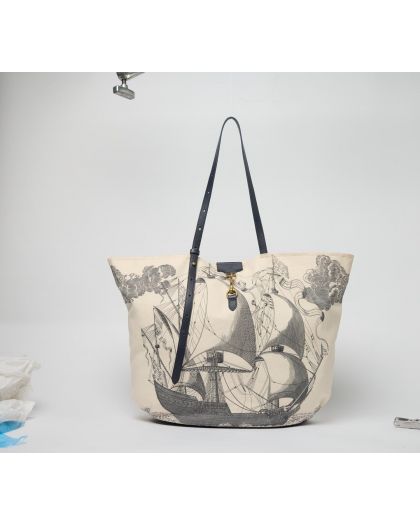 Sac Soft Shopping Des Rives Et Des Reves Nuit Corps 100% Coton Anse 100% Cuir Fi