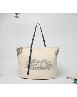 Sac Soft Shopping Des Rives Et Des Reves Nuit Corps 100% Coton Anse 100% Cuir Fi