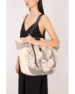 Sac Soft Shopping Des Rives Et Des Reves Nuit Corps 100% Coton Anse 100% Cuir Fi