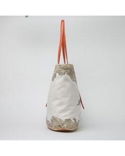 Sac Soft Shopping Poseidon Naturel Corps 100% Coton Anse 100% Cuir Finitions 100