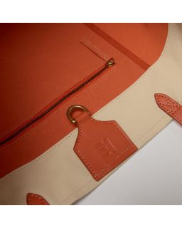 Sac Soft Shopping Poseidon Naturel Corps 100% Coton Anse 100% Cuir Finitions 100
