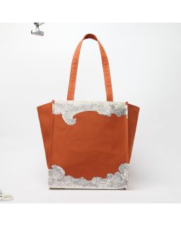 Totebag Poseidon Orange Corps 100% Coton Anse 100% Coton Finitions 100% CuirTa