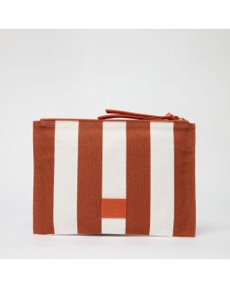 Pochette Palmier Naturel Corps 100% Coton Finitions 100% Cuir Taille 27X19 Cm