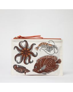 Pochette Palmier Naturel Corps 100% Coton Finitions 100% Cuir Taille 27X19 Cm