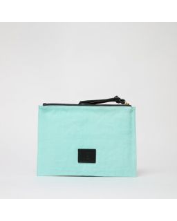 Embroidered Pochette Brodee Splash Pastel Corps 100% Coton Finitions 100% Cuir