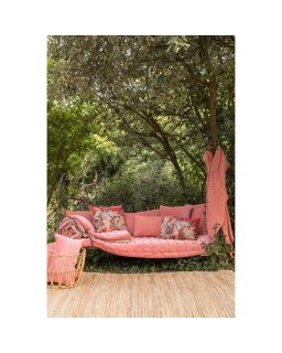 Dori, Coussin Brode Dori, Papaye, Housse 100%Coton Doublure 100%Polyester, Taill