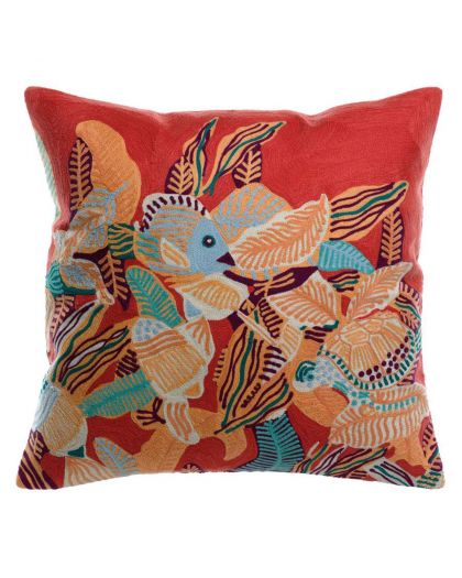Dori, Coussin Brode Dori, Papaye, Housse 100%Coton Doublure 100%Polyester, Taill