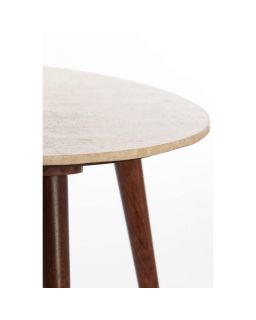 Table De Salon 71X61X48 Cm Romano Travertin Sablexbois Brun