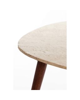 Table De Salon 71X61X48 Cm Romano Travertin Sablexbois Brun