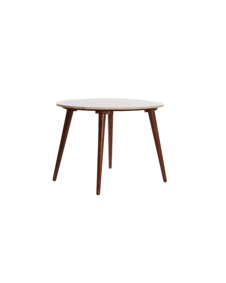 Table De Salon 71X61X48 Cm Romano Travertin Sablexbois Brun