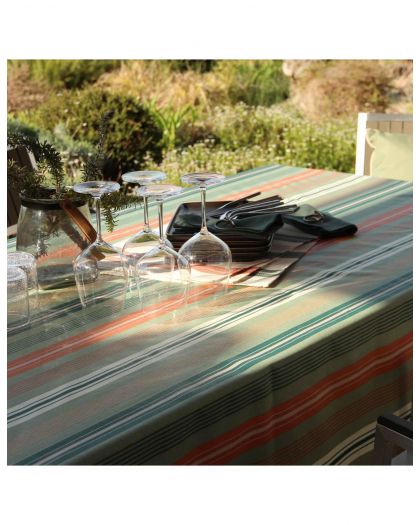 Nappe Plastifiee St Jean De Luz Oil Green 150X150 Cm