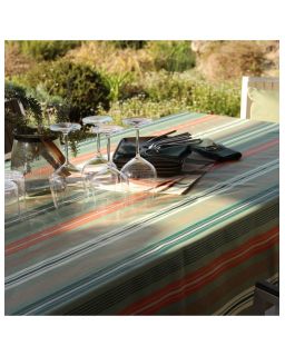 Nappe Plastifiee St Jean De Luz Oil Green 250X150 Cm