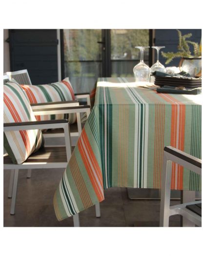 Nappe Plastifiee St Jean De Luz Oil Green 250X150 Cm