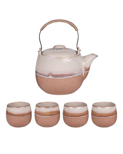 Coffret Theiere 0,8L + 4 Goblets Sand Camel