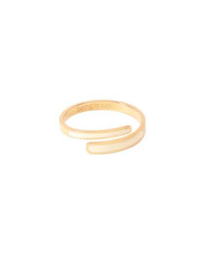 Bague Ajustable Double Laquée,Coloris Blanc Sable