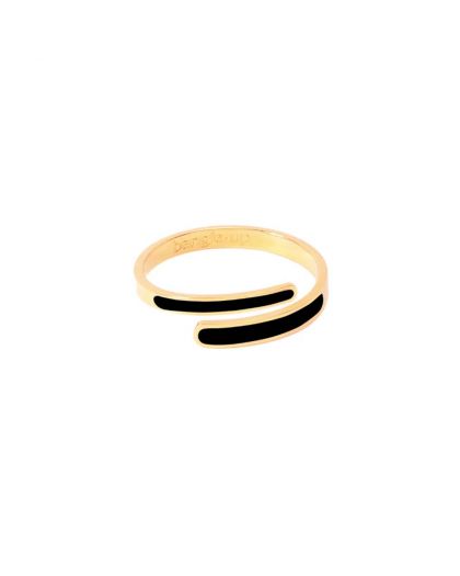 Bague Ajustable Double Laquée,Coloris Noir Carbon