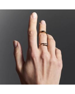 Bague Ajustable Double Laquée,Coloris Noir Carbon
