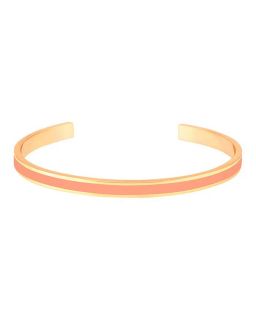 Jonc Ouvert Ajustable En Laiton Doré Et Laqué ,Coloris Orange Corail