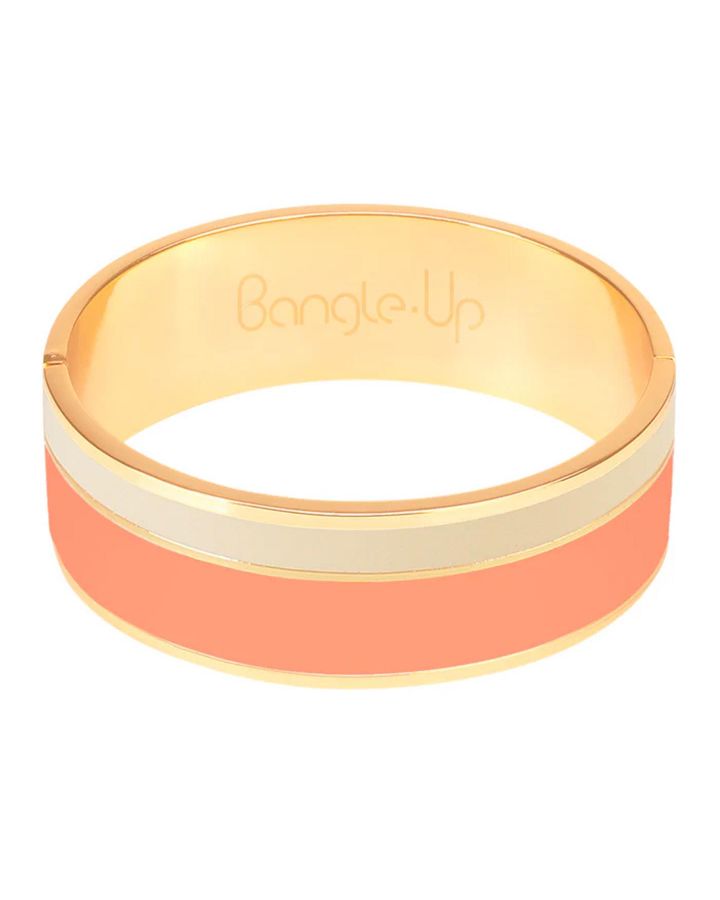 Bracelet Bicolore Avec Fermoir En Métal Doré,Coloris Orange Corail