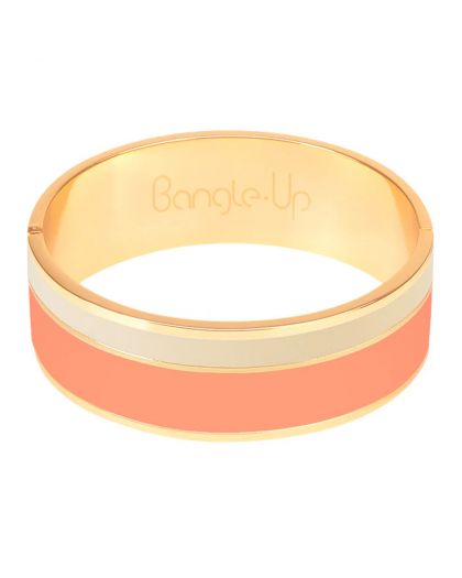 Bracelet Bicolore Avec Fermoir En Métal Doré,Coloris Orange Corail