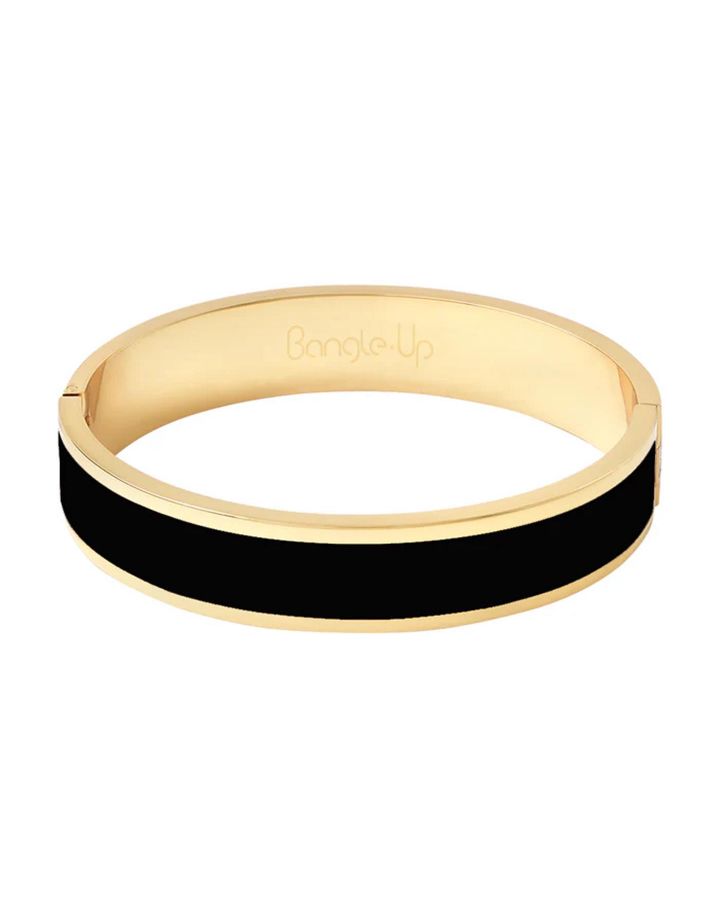 Bracelet 1,2Cm À Fermoir En Métal Doré Laqué,Coloris Noir Carbon