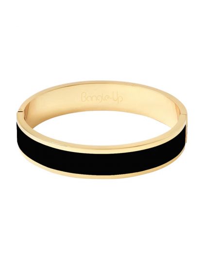 Bracelet 1,2Cm À Fermoir En Métal Doré Laqué,Coloris Noir Carbon