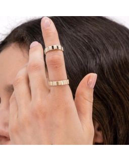 Bague Ouverte Ajustable En Laiton Doré Et Laqué,Coloris Blanc Sable