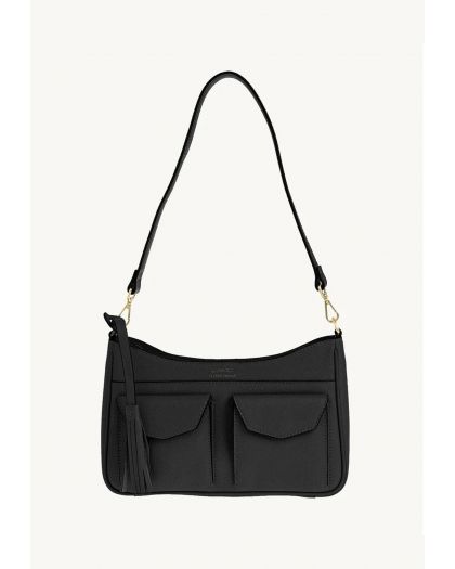Sac Besace Zippé Lison Noir ,Cuir Vachette