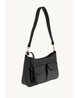 Sac Besace Zippé Lison Noir ,Cuir Vachette