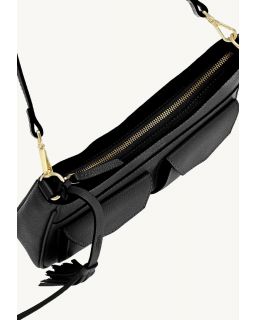 Sac Besace Zippé Lison Noir ,Cuir Vachette