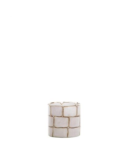 Photophore Ø10X11 Cm Dronero Verre Claro+Blanc