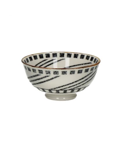  Alto Bol À Céréales Porcelaine Ø12 X H 6 Cm Noir/Blanc