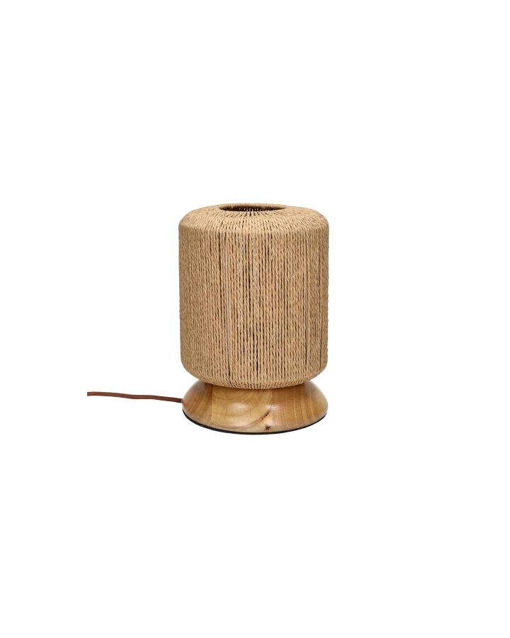  Cordera Lampe De Table Papier Tressé / Bois D'Hévéa Ø20 X H 29 Cm Naturel