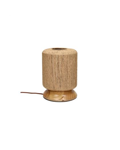  Cordera Lampe De Table Papier Tressé / Bois D'Hévéa Ø20 X H 29 Cm Naturel