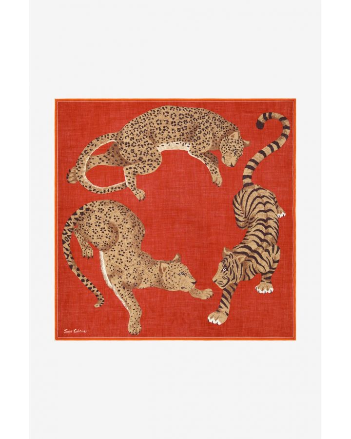 Carre 130 Jorgen 100% Laine Orange Taille 130X130 Cm
