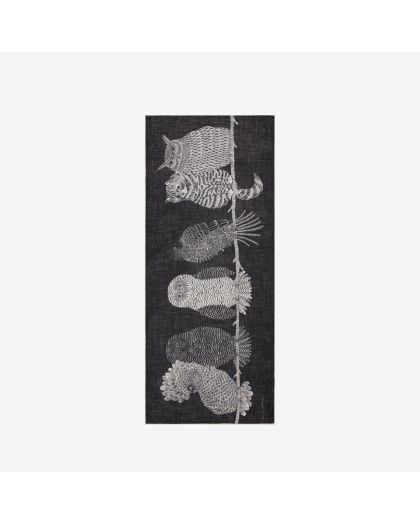 Etole 80 Chouette 100% Laine Noir Taille 80X190 Cm